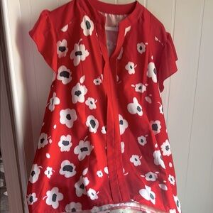 Red, White & Blue Floral  Top 4th of July